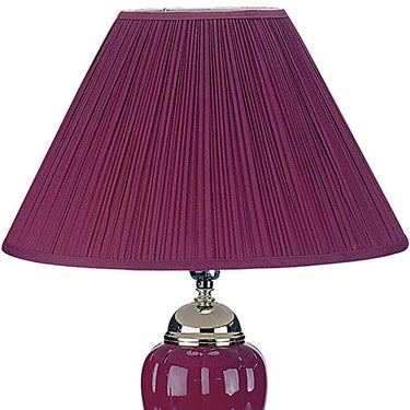 Silver Ceramic Bedside Table Lamp With Magenta Empire Shade